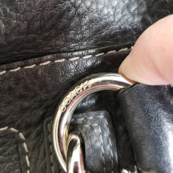 COACH Penelope Ruffled Black Pebbled Leather Satchel #13164 - Picture 12 of 14